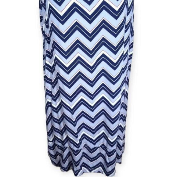AMERICAN CROWN RED, WHITE, & BLUE CHEVERON PRINT DRESS SZ.OS EUC. - Picture 3 of 5